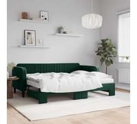 Nqyjm Lit de jour extensible avec matelas - Vert foncé - 80 x 200 cm - En velours - Pour famille, invités, adolescent, lit simple pour chambre à coucher, salon - Avec tiroir de lit et matelas
