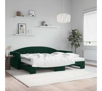 Nqyjm Lit de jour, extensible, avec matelas, vert foncé, 90 x 200 cm, en velours, pour famille, invités, adolescent, lit simple pour chambre à coucher, salon, avec tiroir de lit et matelas