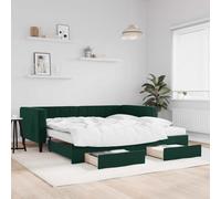 Nqyjm Lit de jour extensible avec tiroirs - 100 x 200 cm - En velours - Pour adolescent, adolescent, chambre à coucher, salon - Avec tiroir et matelas - Vert foncé