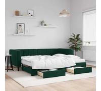 Nqyjm Lit de jour extensible avec tiroirs - 90 x 200 cm - En velours - Pour adolescent, adolescent, chambre à coucher, salon - Avec tiroir et matelas - Vert foncé