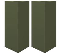 Nqyjm Lit Surélevé Potager de Extérieure Jardinières Lot de 2 Vert Olive Triangulaire 40x34,5x70 cm Acier, Bac à Fleur pour Cultiver Plantes Succulentes dans Jardin Terrasse Balcon