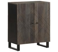 Nqyjm Meuble de Rangement avec 2 Portes Buffet Noir 60x33x75 cm Bois Massif de manguier Armoire Latérale Placard de Salle à Manger pour Cuisine, Salon, Chambre