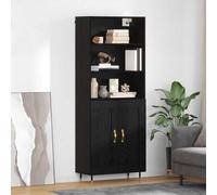 Nqyjm Meuble de Rangement avec 2 Portes en Bois Haut Armoire Chêne Noir 69.5 x 34 x 180 cm Bois d'ingénierie Buffet de Cuisine, Placard Latérale de Salle à Manger pour Salon Model 1