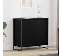 Nqyjm Meuble de Rangement avec 2 Portes Meuble d'appoint Chêne Noir 79 x 36 x 75 cm Bois d'ingénierie Buffet de Cuisine, Armoire Latérale Placard de Salle à Manger pour Salon, Chambre