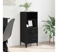 Nqyjm Meuble de Rangement avec 2 Tiroirs et Compartiments Buffet Chêne Noir 34 x 34.5 x 90 cm Bois d'ingénierie Armoire Latérale Placard de Salle à Manger pour Cuisine, Salon, Chambre
