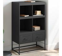 Nqyjm Meuble de Rangement avec 4 Compartiments et 2 Tiroirs Buffet Haut Noir 68x39x111.5 cm Acier Armoire Latérale Placard de Salle à Manger pour Cuisine, Salon, Chambre Model 1