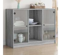 Nqyjm Meuble de Rangement avec Compartiments avec Porte Buffet Sonoma Gris 102x37x75.5 cm Bois d'ingénierie Armoire Latérale Placard de Salle à Manger pour Cuisine, Salon, Chambre