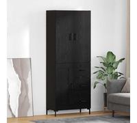 Nqyjm Meuble de Rangement avec Porte en Bois 3 Tiroirs Haut Armoire Chêne Noir 69.5 x 34 x 180 cm Bois d'ingénierie Buffet de Cuisine, Placard Latérale de Cuisine pour Salon Model 4