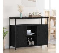 Nqyjm Meuble de Rangement avec Portes et Étagères Buffet Chêne Noir 100 x 35 x 80 cm Bois d'ingénierie Armoire Latérale Placard de Salle à Manger pour Cuisine, Salon, Chambre Model 1