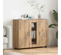 Nqyjm Meuble de Rangement avec Tiroirs et Portes Armoire en Bois Chêne Artisanal 88.5 x 30.5 x 73 cm Buffet de Cuisine, Placard Latérale de Salle à Manger pour Salon, Chambre