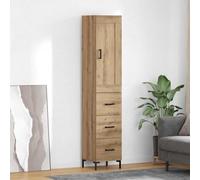 Nqyjm Meuble de Rangement Haut Armoire avec Tiroir Chêne Artisanal 34.5 x 34 x 180 cm Buffet de Cuisine, Placard Latérale de Salle à Manger pour Salon, Chambre Model 6