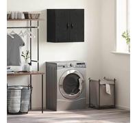 Nqyjm Meuble de Rangement Suspendue avec Étagères et 2 Portes Armoire Murale Chêne Noir 60 x 31 x 60 cm Bois d'ingénierie, Muraux Placard Flottante pour Cuisine, Salle de Bain, Salon