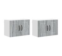 Nqyjm Meuble de Rangement Suspendue avec Étagères et 2 Portes Armoires Murales de Cuisine Lot de 2 Gris Sonoma 60 x 31 x 40 cm, Muraux Placard Flottante pour Salle de Bain, Salon