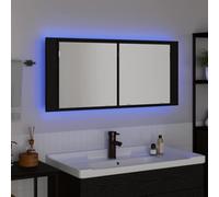 Nqyjm Miroir LED Cabinet avec étagère chêne noir 100 x 12 x 45 cm Convient pour stocker et afficher des albums photos, plantes, livres, etc. Disponible en plusieurs tailles et formes