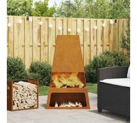 Nqyjm Panier à feu marron - 60 x 35 x 100 cm - En acier résistant aux intempéries - Pour jardin, terrasse, extérieur