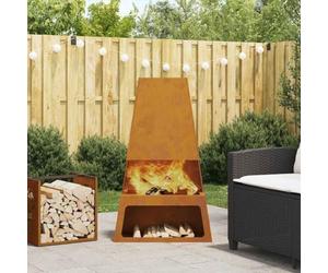 Nqyjm Panier à feu marron - 60 x 35 x 100 cm - En acier résistant aux intempéries - Pour jardin, terrasse, extérieur