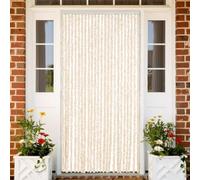 Nqyjm Rideau anti-mouches beige et blanc - 100 x 220 cm - Chenille - Pour balcon, porte de terrasse