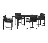 Nqyjm Salon de jardin Ensemble de 5 pièces Ensemble de salle à manger de jardin en poly rotin noir avec 4 chaises pour 4 personnes, mobilier de balcon pour terrasse, jardin et balcon LH10
