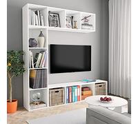 Nqyjm Support Télé avec Compartiments Ensemble de Bibliothèque/Meuble TV Lot de 3 Blanc 180x30x180 cm Meuble Banc TV, Table de Télévision Bas Armoire de Télévision pour Salon, Chambre