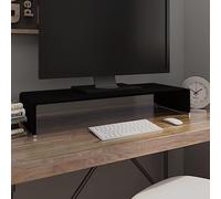 Nqyjm Support TV / élévateur en verre noir 80 x 30 x 13 cm avec étagères pour salon, salle à manger, chambre à coucher