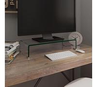 Nqyjm Support TV / élévateur en verre transparent 60 x 25 x 11 cm Support TV avec étagères Meuble de salon Design moderne pour salon, salle à manger, chambre