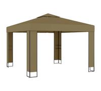 Nqyjm Tente de Réception de Jardin Extérieur Belvédère avec Double Toit 3x3x2,7 m Taupe 180 g/m², Pavillon Tonnelle pour Camping, Mariage, Fête, Marché, Plage