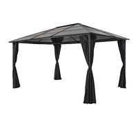 Nqyjm Tente de Réception de Jardin Extérieur Tonnelle avec Rideau Aluminium 4x3x2,6 m Noir, Pavillon Chapiteau pour Mariage, Fêtes, Camping, événements Commerciaux