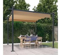 Nqyjm Tente de Réception de Jardin Extérieur Tonnelle de Jardin avec Toit Rétractable 3x3 m Taupe, Pavillon Chapiteau pour Mariage, Fêtes, Camping, événements Commerciaux