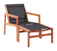Nqyjm Transat Bain de Soleil Extérieur Chaise de Jardin et Repose-Pied Eucalyptus Solide et textilène, Chaise Longue Salon de Terrasse pour Balcon Plage Patio LH2A