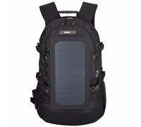 NQYZZFA Sac À Dos De Randonnée À Cadre Externe avec Panneau De Chargeur Solaire 6,5 W 6 V, Sac À Dos De Survie, Sac pour Ordinateur Portable Multipoches 50 L, Sacs À Bandoulière Unisexes,Black