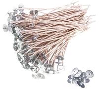 NRANSON 100 pcs 15cm Bougie Mèches pour la Fabrication De Bougies, Coton Mèches pour Bougies Pré-Ciré avec Naturel Cire De Soja, 10 Livraison Métal Bases, Faible Dégagement De Fumée