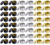 NRANSON 48 PCS 5 OZ D'étain Boîtes avec Couvercles, Décoratif Rond en Métal Bougie Bocaux en Vrac, réutilisable Conteneurs Bougie pour Le DIY Fabrication De Bougies (5OZ,16 Black+16 Silver+16 Gold)