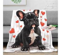 NRAOPEVVD Bouledogue Français 3D Couverture Douillette en Microfibre Douce et Chaude, Taille 40x50inch(100x130cm), Noir