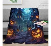 NRAOPEVVD Imprimée 3D Citrouille Halloween Couverture Douillette Peluche Couvre Microfibre Moelleuse, Douce Et Chaude Couverture De Canapé pour Couverture De Canapé en 40x50inch(100x130cm)