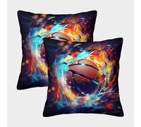 NRAOPEVVD Sport de Basketball Housse Coussins 2 Pièces Taies d'oreiller Carrées Fermeture Éclair Invisible Housse De Coussin pour Chambre Lit Jardin Canapé Chaise Taies d'oreiller 40x40cm