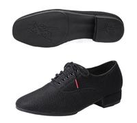 NRBMZYEN Chaussures de danse latine pour homme Chaussures de danse latine pour hommes Salsa Jazz Dancing Boys Ballroom Chaussures de tango modernes en maille noire Semelle souple, Semelle extérieure