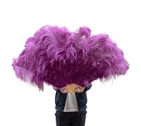 NRBMZYEN Éventail de danse en plumes d'autruche de 130 cm - Pliable - Couleur beige foncé - Accessoires de fête, spectacle (44 violets, 100 cm)