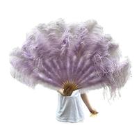 NRBMZYEN Éventail de danse en plumes d'autruche de 130 cm, pliable, couleur beige foncé, accessoires de fête, spectacle (violet clair, 100 cm)