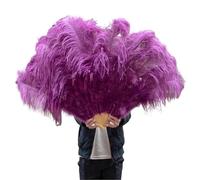 NRBMZYEN Éventail de danse en plumes d'autruche pliable à la main - Accessoires de fête, spectacle - 100 cm et 130 cm (violet sacue, 130 cm)