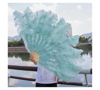 NRBMZYEN Éventail de danse en plumes d'autruche pliable à main pour spectacle, fête, scène, carnaval, spectacle, 130 cm (bleu clair, petit éventail)