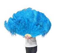 NRBMZYEN Lot de 100 éventails de danse en plumes d'autruche de 130 cm, éventail pliable de couleur beige foncé, accessoires de fête, spectacle (bleu lac, 100 cm)