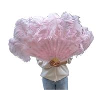 NRBMZYEN Lot de 100 éventails de danse en plumes d'autruche de 130 cm, pliable, couleur beige foncé, accessoires de fête, spectacle (rose clair, 130 cm)