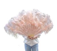 NRBMZYEN Lot de 100 éventails de danse en plumes d'autruche de 130 cm, pliable, couleur beige foncé, accessoires de fête, spectacle (champagne, 100 cm)