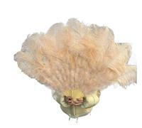 NRBMZYEN Lot de 2 éventails de danse en plumes d'autruche pliables à la main - Accessoires de fête, spectacle - 100 cm, 130 cm (champagne, 130 cm)