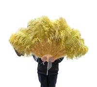 NRBMZYEN Lot de 2 éventails de danse en plumes d'autruche pliables à la main - Accessoires de fête, spectacle - 100 cm et 130 cm (032, 100 cm)