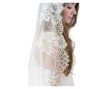 NRBMZYEN Voile de mariage blanc/ivoire, 3 m de long, peigne, dentelle Mantilla cathédrale, accessoires de mariage (ivoire, 250 cm)