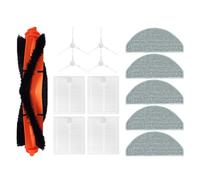 NRDHGS Compatible avec Les pièces de Rechange for aspirateur Robot Xiaomi E12 E10 B112 - Brosse Principale, Brosse latérale, Chiffon de vadrouille et Ensemble de filtres HEPA.(White)