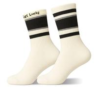 NREDXOON Chaussettes de tennis rétro pour écolières et élèves - Coton respirant et doux - Cadeau de remise de diplôme avec motif porte-bonheur Taille 35 à 38 (blanc noir, 1 paire), Blanc., 35-38