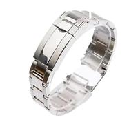 NRERDMT Bracelet de montre 20 mm 21 mm compatible avec Rolex Daytona GMT Submariner, accessoires de montre, bracelet en métal, chaîne en acier inoxydable 904(Bright silver,21mm)
