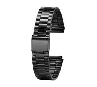 NRERDMT Bracelet de montre en acier inoxydable compatible avec Casio A158 A159 A168 A158W AQ-230 LA-680 B650 AEQ-110, bracelet de montre carré doré, bracelet en métal de 18 mm(A-black)